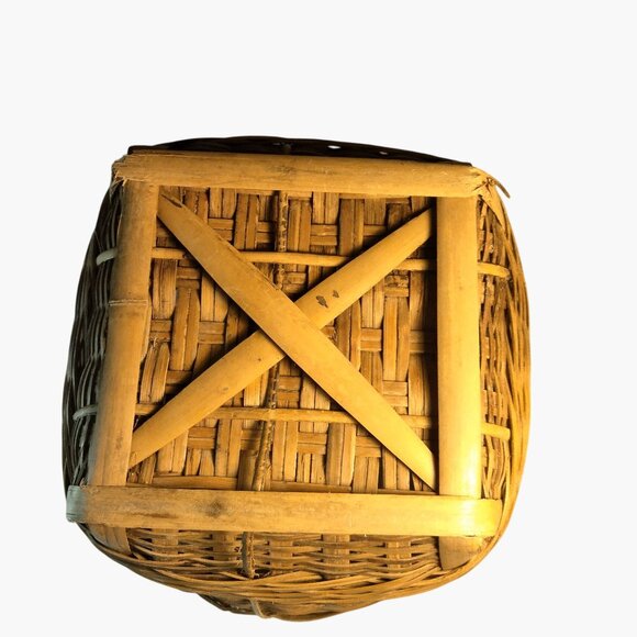 Antique Handmade Wicker Basket Handles Rustic Republic of China - Picture 7 of 11